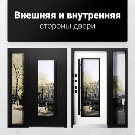 Коттедж Металл-Панель Черный RAL 9005 с фрамугой и стеклопакетом и ручкой-скобой