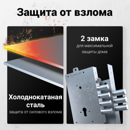Коттедж Металл-Панель с ручкой скобой и карнизом Черный RAL 9005